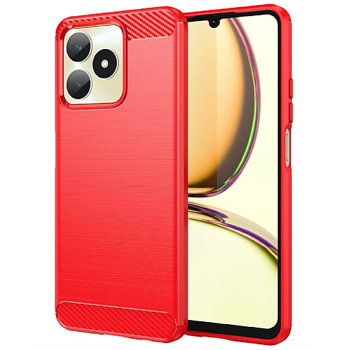 Htdmobiles Coque pour Realme C51 / C53 / Note 50 / Narzo N53 - housse etui silicone gel carbone + verre trempe - ROUGE