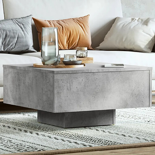 vidaXL Table basse gris béton 60x60x31,5 cm bois d'ingénierie