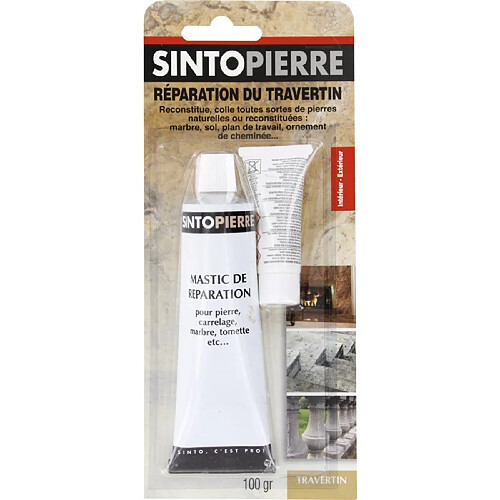 Mastic de réparation pour pierre, carrelage, marbre - Répar’ Sols et Murs - Travertin - 100 Grs - SINTO