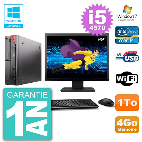 PC Fujitsu Esprimo E520 Ecran 22" i5-4570 RAM 4Go Disque 1To Graveur DVD Wifi W7 · Occasion