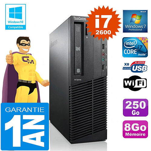 PC Lenovo M92p SFF Core I7-2600 Ram 8Go Disque 250 Go Graveur DVD Wifi W7 · Occasion