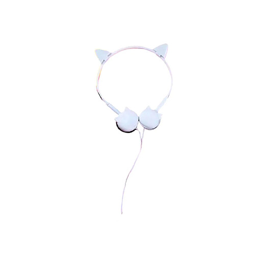 LUUCOZK Casque Filaire 3,5 mm Casque en Forme d'Oreille de Chat Mignon avec Microphone pour Téléphone Musical-Bleu Clair