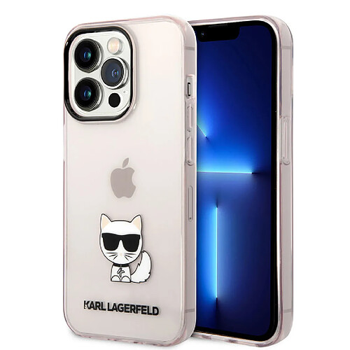 Karl Lagerfeld Coque arrière en TPU Choupette Transparent Rose pour iPhone 14 Pro