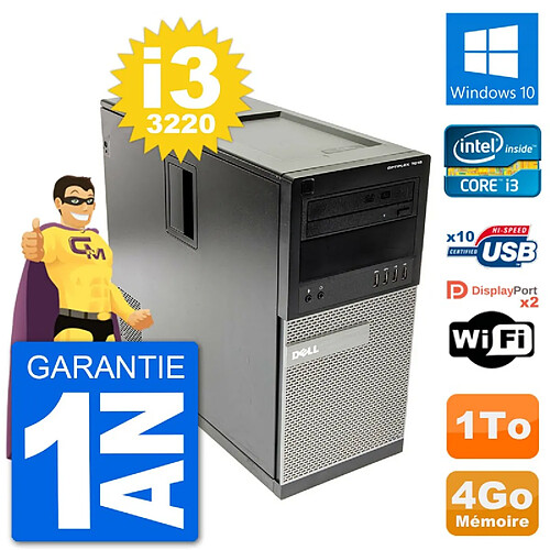 PC Tour Dell 7010 Intel Core i3-3220 RAM 4Go Disque Dur 1To Windows 10 Wifi · Occasion