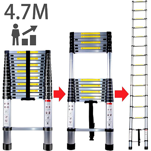 4.7M Échelle Télescopique en Aluminium Échelle Escamotable