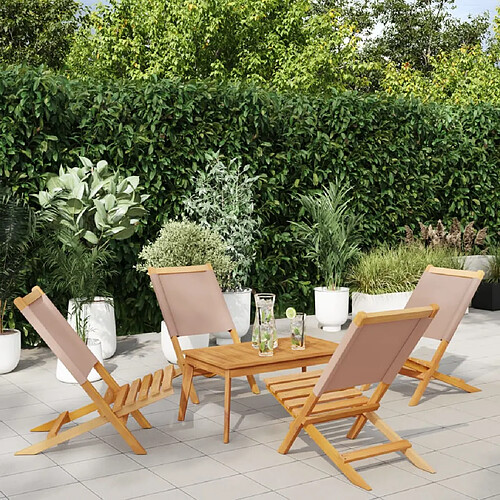 vidaXL Chaises de jardin pliantes lot de 4 taupe tissu et bois massif