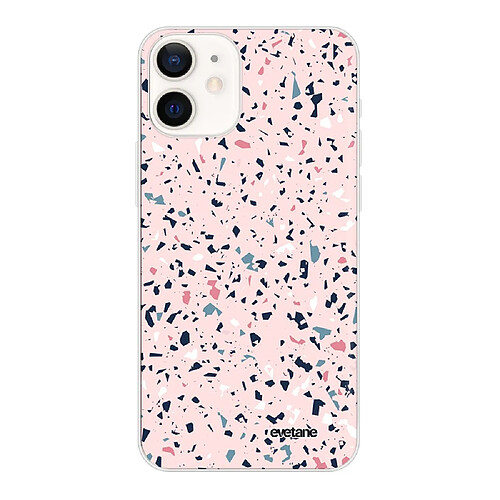 Coque iPhone 12 mini souple transparente Terrazzo Rose Motif Ecriture Tendance Evetane