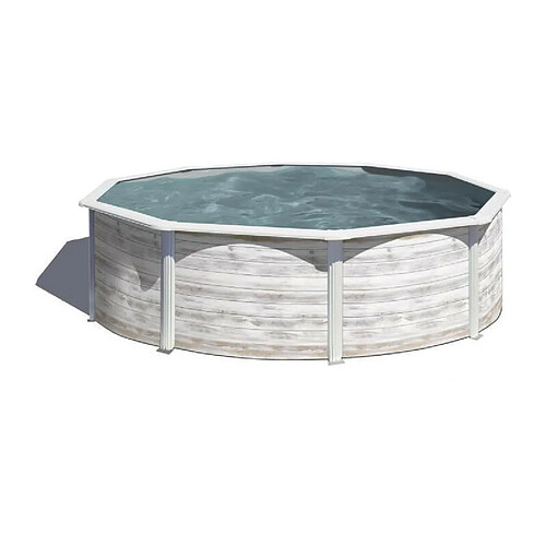 Gre Pools Kit piscine hors sol acier ronde Finlandia aspect bois blanc