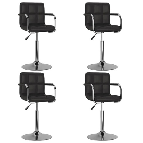 vidaXL Chaises pivotantes à manger lot de 4 noir similicuir