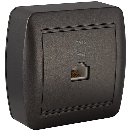 Prise RJ45 Cat 6 en saillie noir graphite - Solera