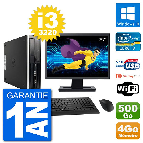 PC HP Compaq Pro 6300 SFF Ecran 27" i3-3220 RAM 4Go Disque 500Go Windows 10 Wifi · Occasion