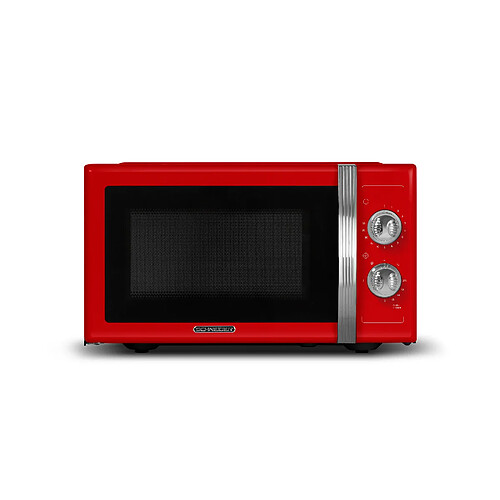 Schneider SMW23VMR - Micro ondes gril Vintage - 23 litres - 6 niveaux de puissance - Plateau tournant (27cm) - Rouge