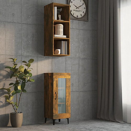 vidaXL Armoire murale chêne fumé 34,5x32,5x90 cm bois d'ingénierie