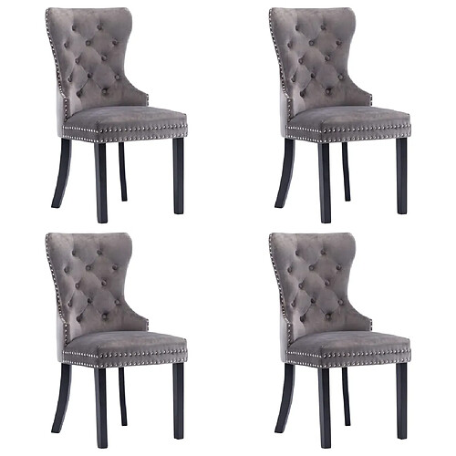 Decoshop26 Lot de 4 chaises de salle à manger cuisine design classique velours gris CDS021619