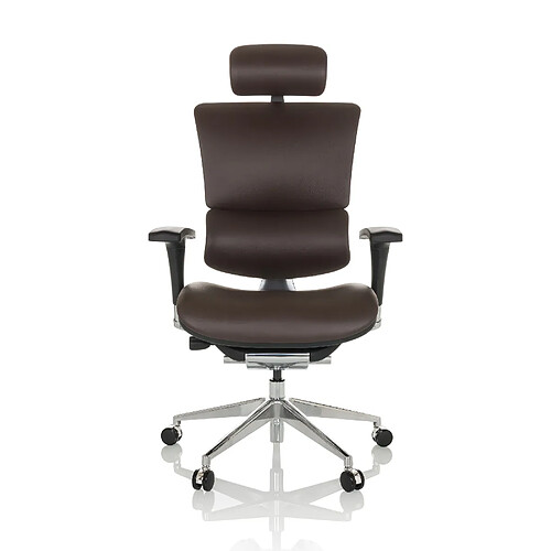 Chaise de bureau / fauteuil de direction ERGO-U2 L assise cuir / dossier cuir marron foncé hjh OFFICE