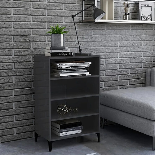 vidaXL Buffet Gris brillant 57x35x90 cm Aggloméré