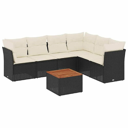 Maison Chic Ensemble Tables et chaises d'extérieur 7pcs avec coussins,Salon de jardin noir résine tressée -GKD698711