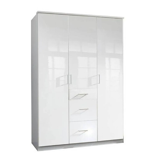 Inside 75 Armoire COOPER 3 portes 3 tiroirs largeur 135 laqué blanc