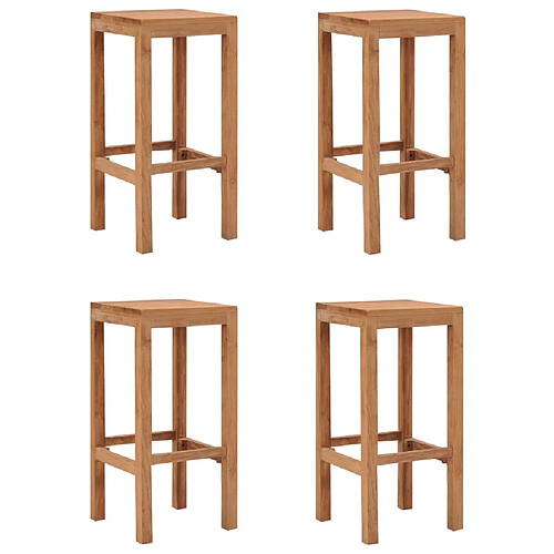 vidaXL Tabourets de bar lot de 4 bois de teck massif