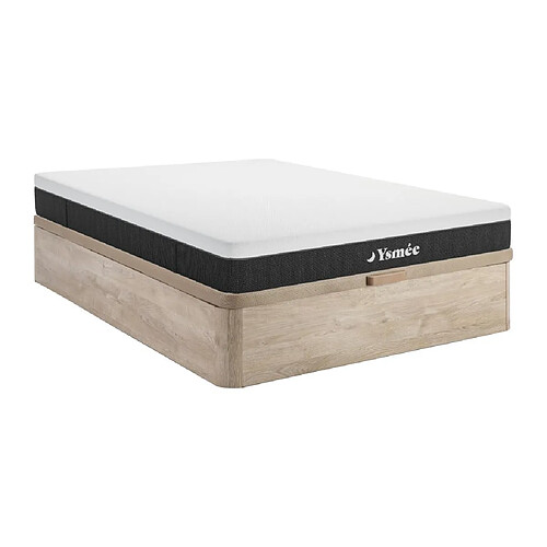 Vente-Unique Ensemble 160 x 200 cm sommier coffre naturel clair + matelas ressorts ensachés 7 zones ép.22cm - CELESTRIA de YSMÉE