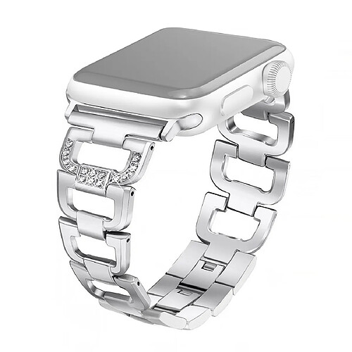 Wewoo Bracelet de montre en acier inoxydable avec diamants colorés pour Apple Watch séries 5 et 4 40 mm / 3 et 2 et 1 38 mm Argent