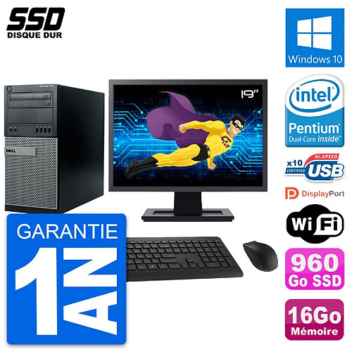 PC Tour Dell 790 MT Ecran 19" Intel G630 RAM 16Go SSD 960Go Windows 10 Wifi · Occasion