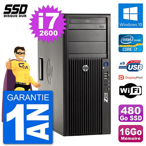 PC Tour HP Z210 Intel Core i7-2600 RAM 16Go SSD 480Go Windows 10 Wifi · Occasion