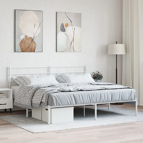 Maison Chic Lit adulte - Cadre de lit métal avec tête de lit,Structure du lit Contemporain pour chambre blanc 193x203 cm -MN53678