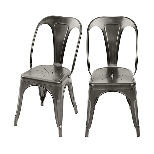 Rendez Vous Deco Chaise Indus gris anthracite (lot de 2)