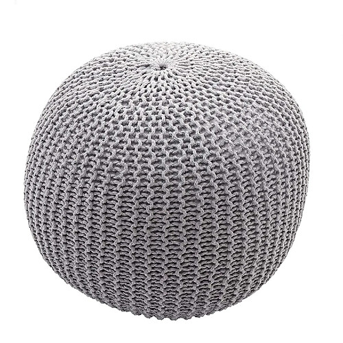 Decoshop26 Tabouret repose pieds pouf aspect tricot à grosse maille 40x50cm gris TABO04007