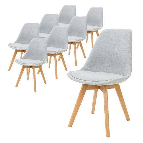 Ensemble de 8 chaises de salle à manger, chaise rétro scandinave tapissée ML-Design