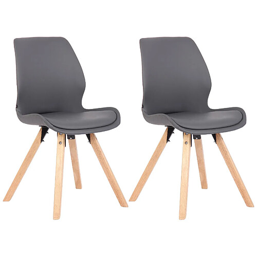 Decoshop26 Lot de 2 chaises de salle à manger en synthétique gris style scandinave pieds bois CDS101137