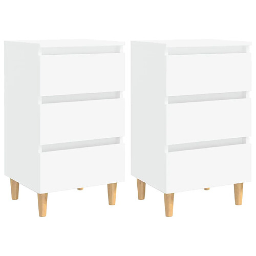 vidaXL Tables de chevet avec pieds en bois 2 pcs Blanc 40x35x69 cm