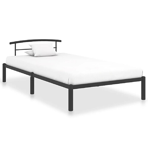 Maison Chic Lit adulte - Lit simple Cadre de lit,Structure du lit Contemporain Noir Métal 90 x 200 cm -MN10639