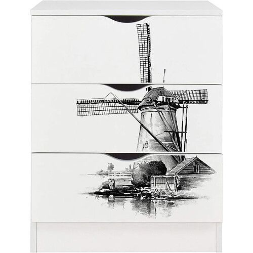 Leomark Commode blanche avec les tiroirs ROMA - Moulin