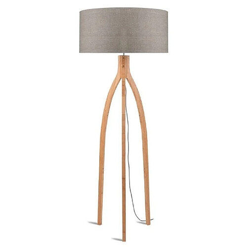 Good&Mojo ANNAPURNA-Lampadaire tripode Bambou & Lin Naturel H160cm gris Good & Mojo