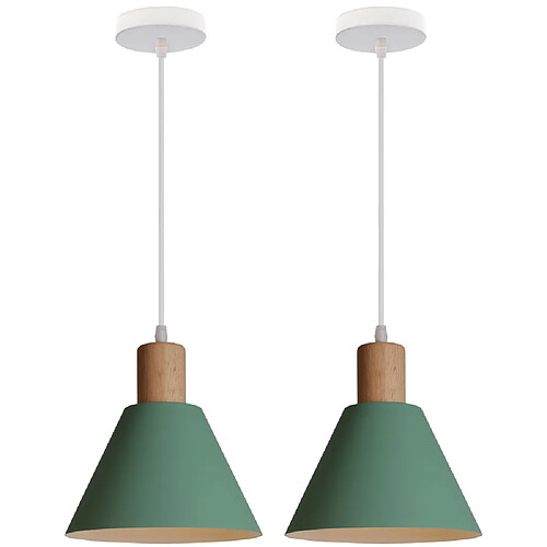 Stoex 2PCS Suspension Lustre de Style Rétro Lustre Moderne Plafonnier Nordique Minimaliste (Vert) Pour Luminaires D'Intérieur, Ferme, Café, Bar, Cuisine