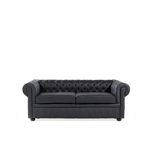 Beliani Canapé 3 places en cuir noir CHESTERFIELD