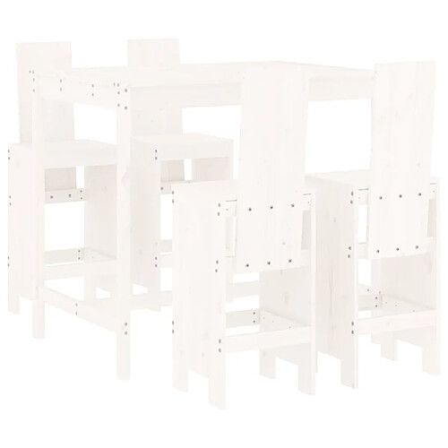 Maison Chic Table de bar et chaises d'extérieur 5 pcs,Ensemble de bar de jardin pour relax blanc bois massif de pin -GKD903036