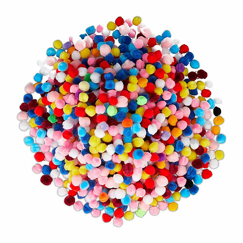 Relaxdays Pompons Colorés Loisirs Créatifs Boules DIY Décoration Set de 1000 Anniversaire Mariage D: 1 cm, Coloré