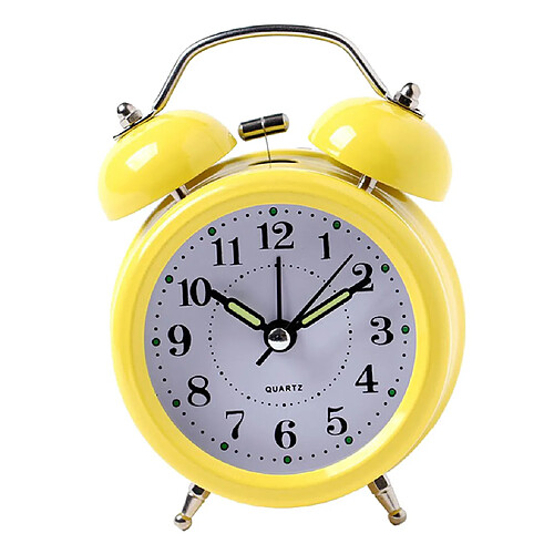 numérique 3d double cloche horloge carillon horloge fort réveil batterie puissance 3inch jaune