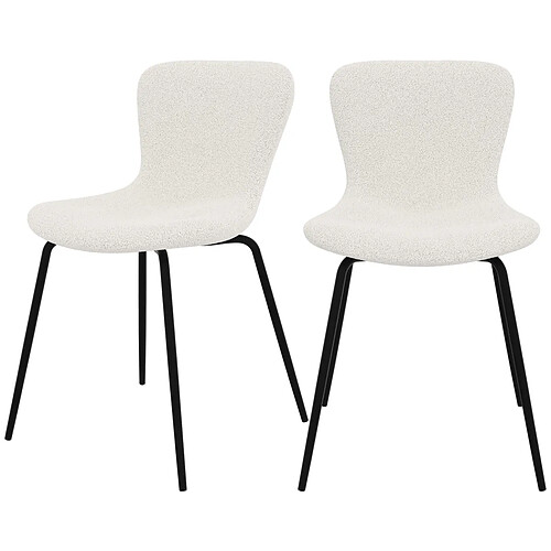 Rendez Vous Deco Chaise Koko blanche effet laine bouclette (lot de 2)