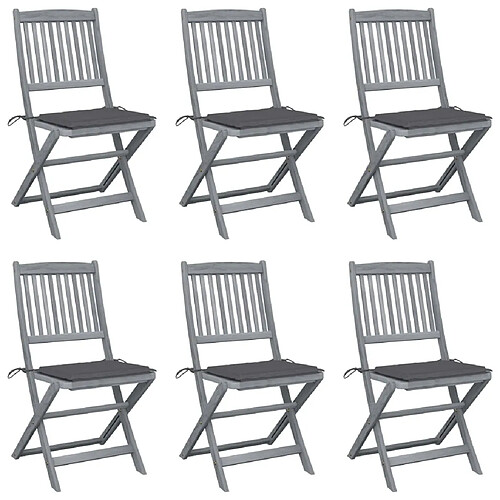 Maison Chic Lot de 6 Chaises pliables d'extérieur avec coussins | chaises de jardin | Fauteuil Relax Bois d'acacia -GKD58977