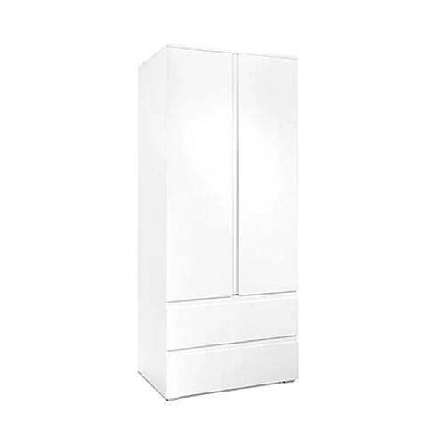 Mes Armoire 2 portes 2 tiroirs 80x55x191 cm blanc - MITZ