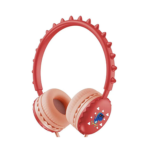 LUUCOZK Casque filaire universel 3,5 mm avec motif de dinosaure mignon pour téléphone portable - Rouge