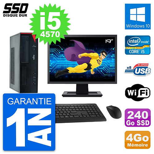 PC Fujitsu E520 DT Ecran 19" Intel i5-4570 RAM 4Go SSD 240Go Windows 10 Wifi · Occasion