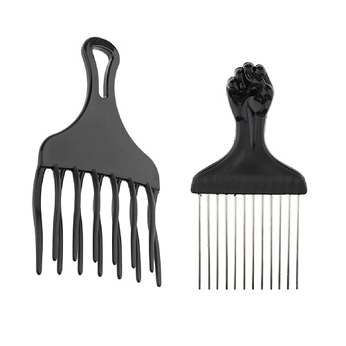 Kit 2pcs Peigne Afro à Cheveux Detangle Perruque Tresse Styling Ascenseur Brosse à Cheveux