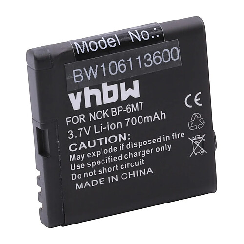 vhbw Li-Ion batterie 700mAh (3.7V) pour portable téléphone Smartphone Nokia E51, N78, N81, N81 8GB comme BP-6MT, BL-6MT.