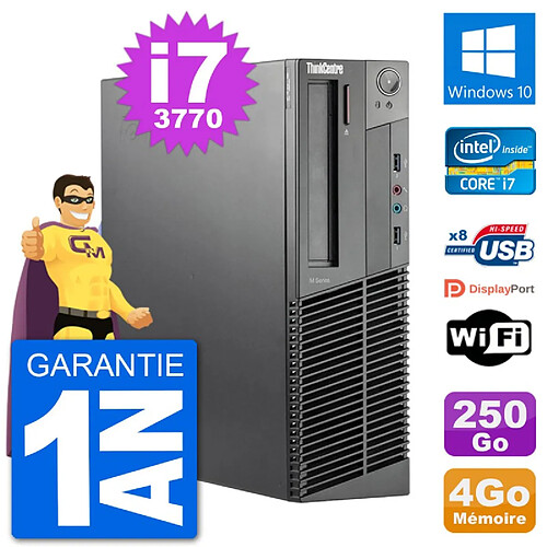 PC Lenovo M92p SFF Intel i7-3770 RAM 4Go Disque Dur 250Go Windows 10 Wifi · Occasion