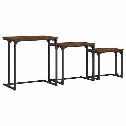 Maison Chic Lot de 3 Tables basses gigognes pour salon | Table à café chêne marron bois d'ingénierie -GKD83125